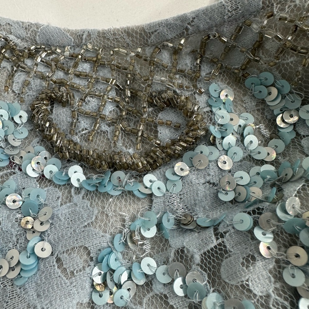 Aidan Mattox Pale Blue Embellished Long-Sleeve Mini Dress - Picture 12 of 15